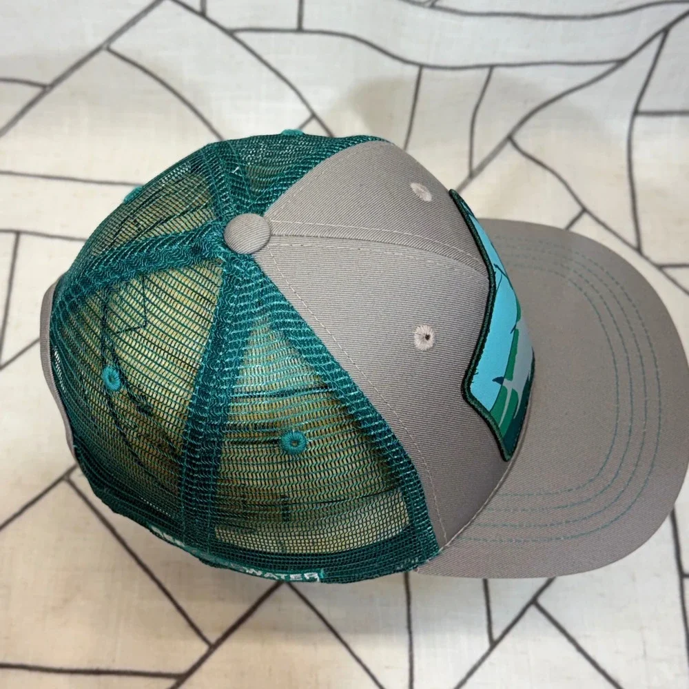 RepYourWater Trucker Hat OS Grey Teal Bonefish Tarpon Trust Fishing Snapback Cap